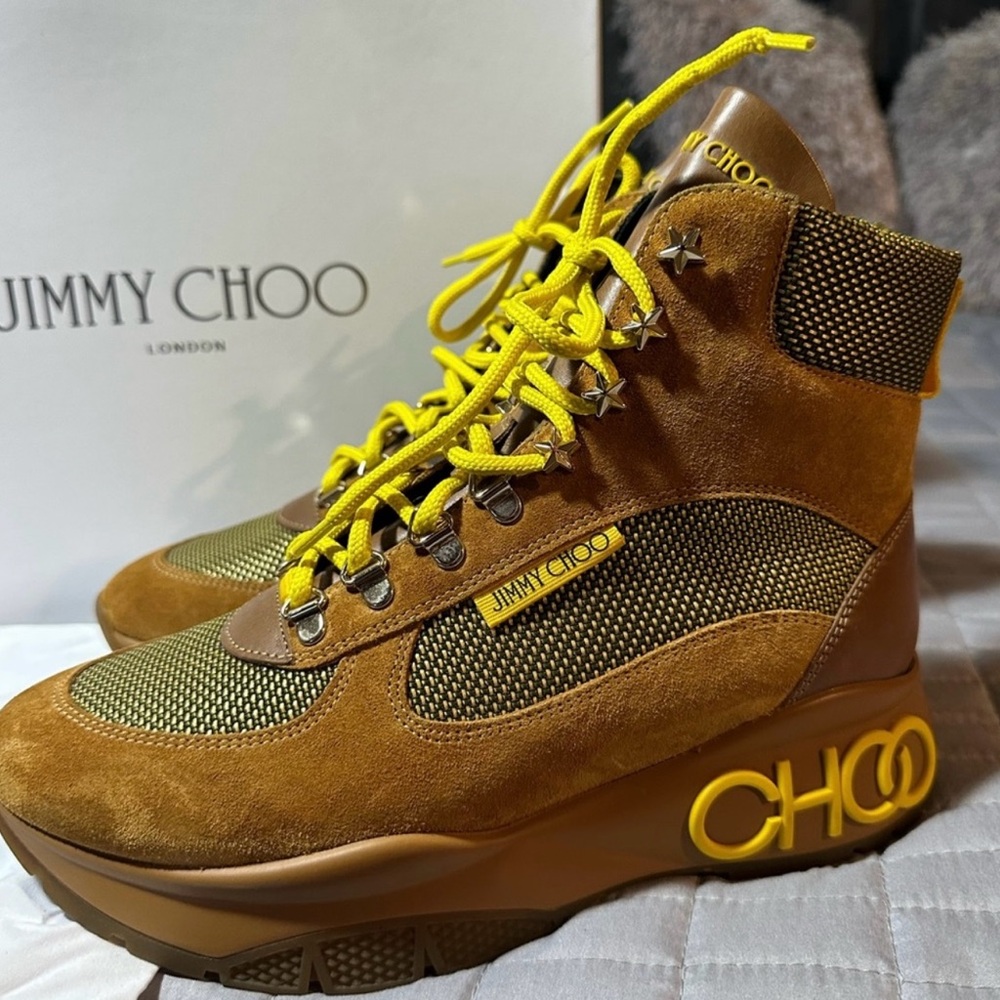 JIMMY CHOO Inca Hiking Boots in Tan.!